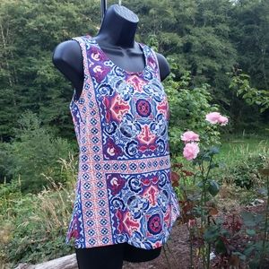 SKIES ARE BLUE Sleeveless Tank Top Colorful Brilliant Red Blue White Womens XS